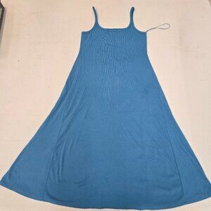 Old Navy Blue Long Sleeveless Ribbed Maxi Dress W Scoop Neck Size XL
